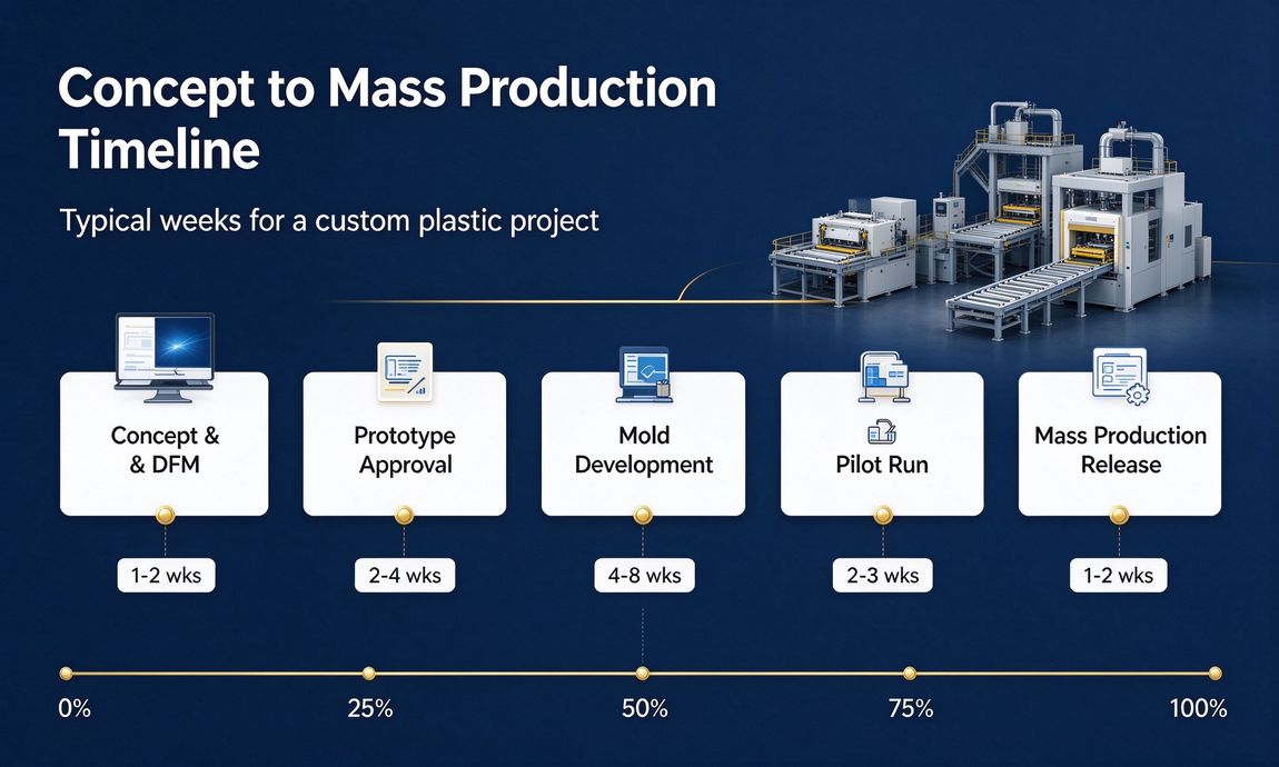 How long will a typical custom OEM project take from concept to mass production