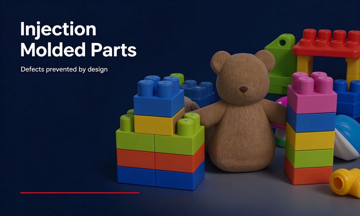 Industrial banner with molded plastic toys and injection molded parts title Industrial banner with molded plastic toys and injection molded parts title