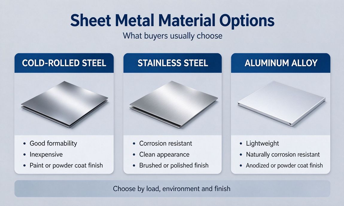 What material options are widely used for custom sheet metal OEM components
